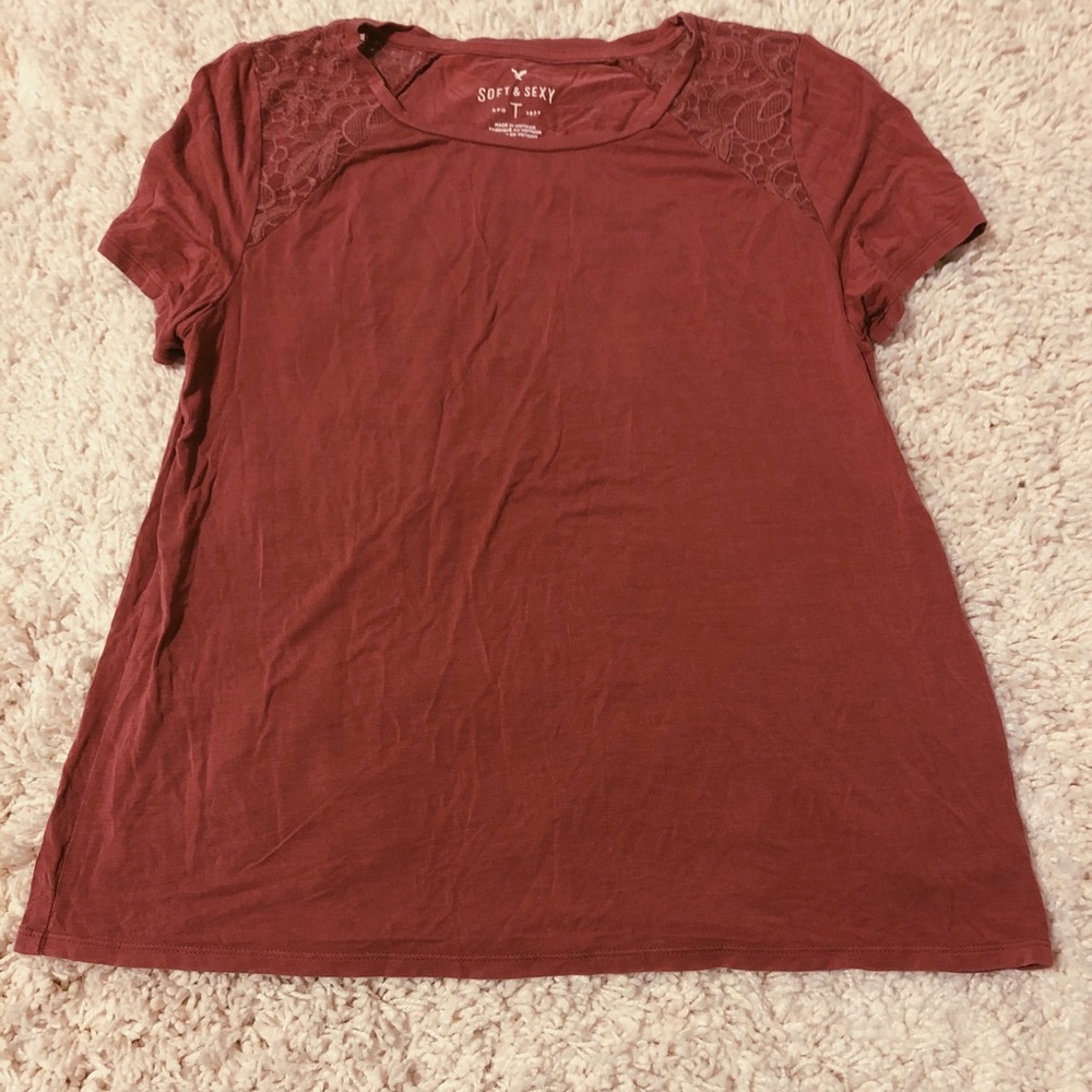 american eagle red lace soft and sexy tee shirt